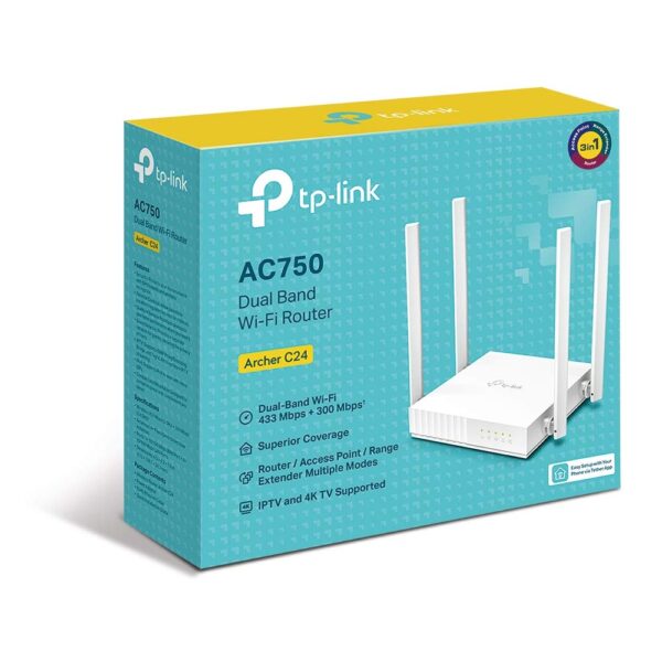 TP-Link Archer C24 AC750 Mbps Dual-Band, WiFi Wireless Router | White